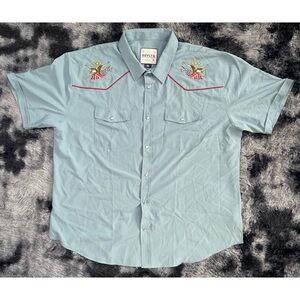 RSVLTS Blue Free Bird Embroidered Button-Down Shirt